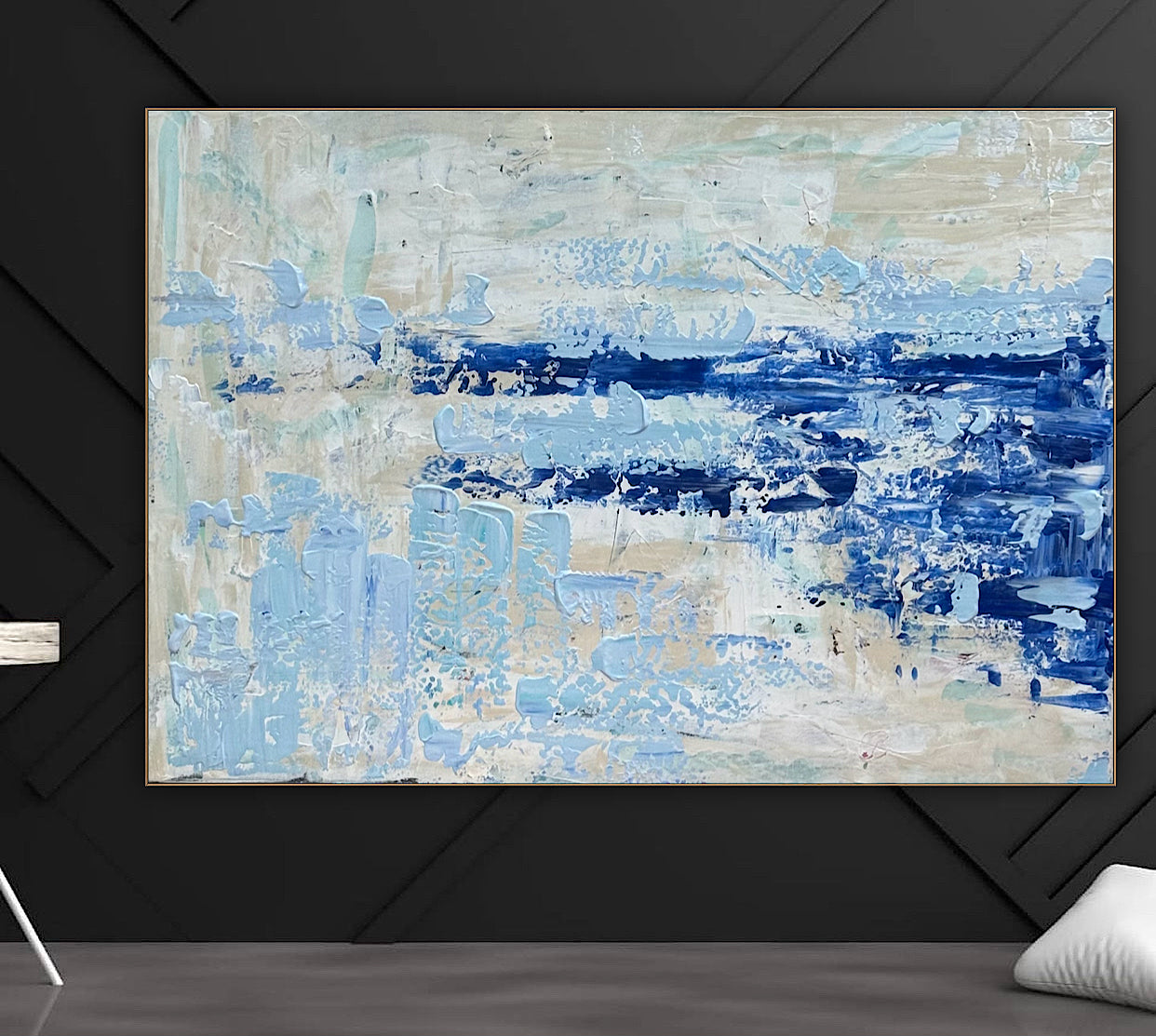 Textured Original Abstract acrylic Painting On Canvas 85 x 60cm Summer Beach