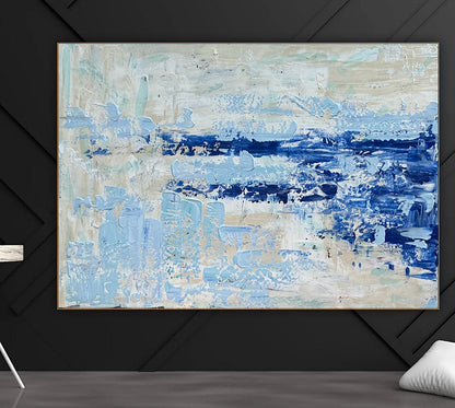 Textured Original Abstract acrylic Painting On Canvas 85 x 60cm Summer Beach