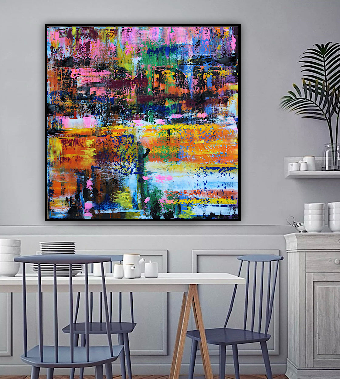Oka Contemporary Abstract Original Oil Painting On Canvas 80x80cm  “Luminous Echoes”