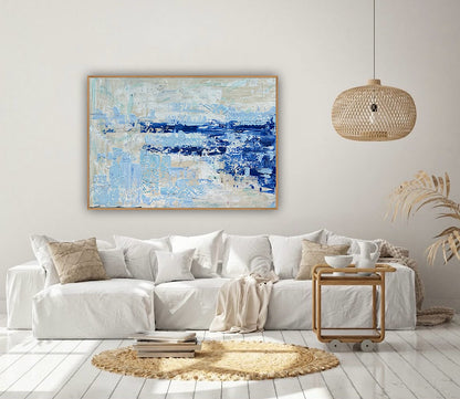 Textured Original Abstract acrylic Painting On Canvas 85 x 60cm Summer Beach