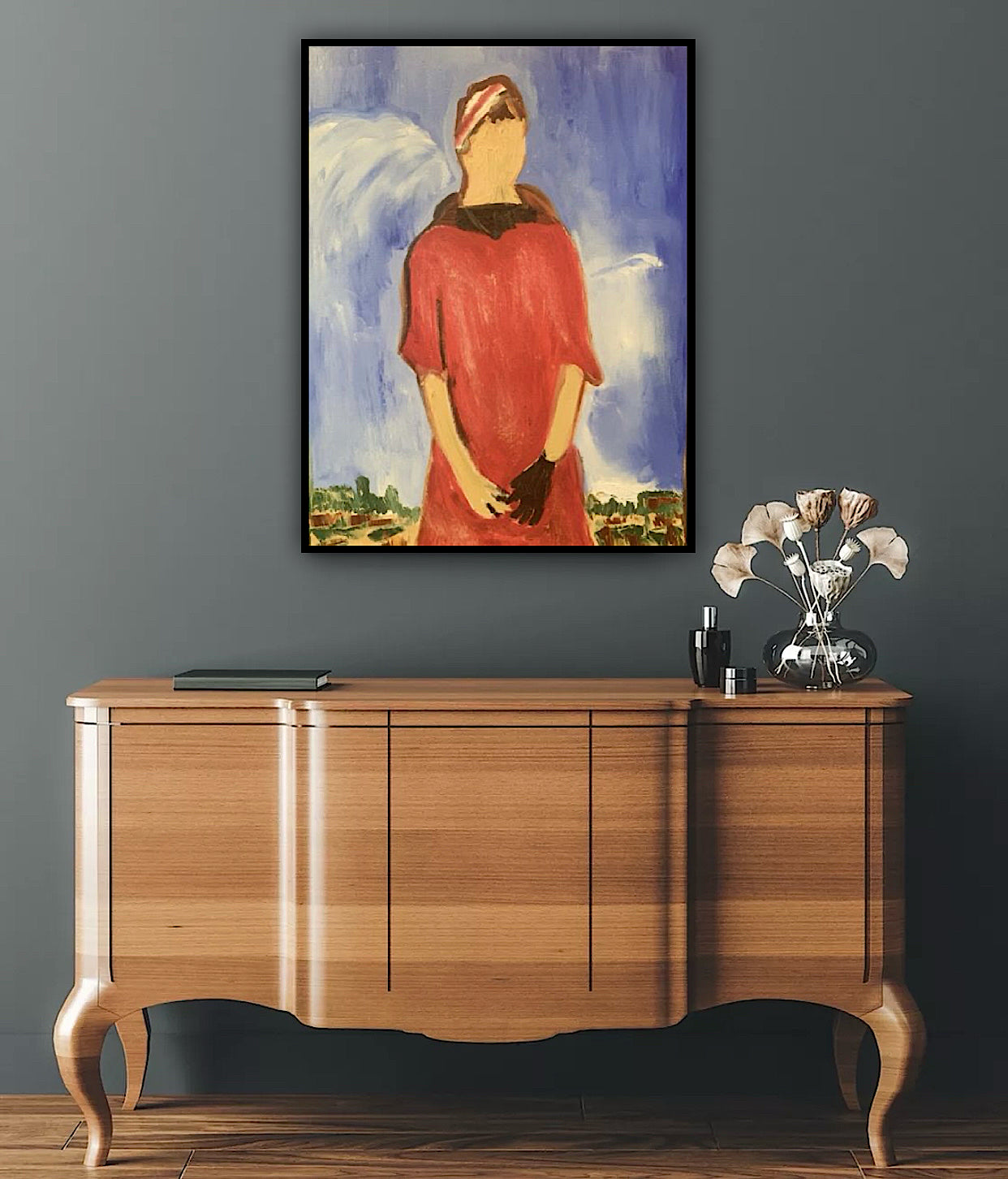 Modern original abstract Oil Painting On Canvas 30cmX 40cm Gardening Woman signed