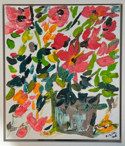 Framed Original Abstract contemporary Oil Painting On Canvas 45x40cm Floral dream textured Oka
