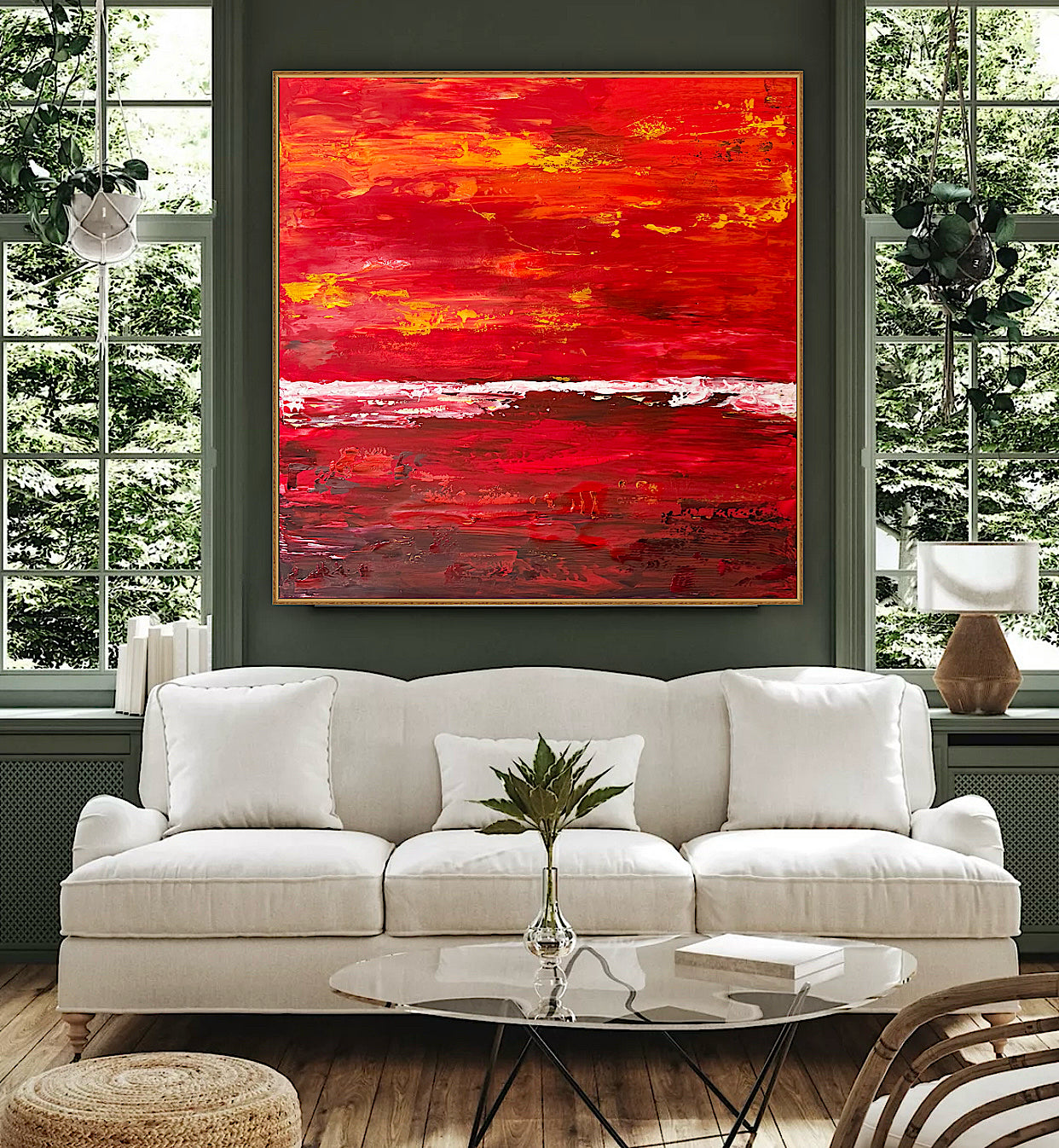 Oka style textured Original modern Abstract Oil Painting On Canvas 80 x 80cm ‘Veil of Dusk ‘Coast
