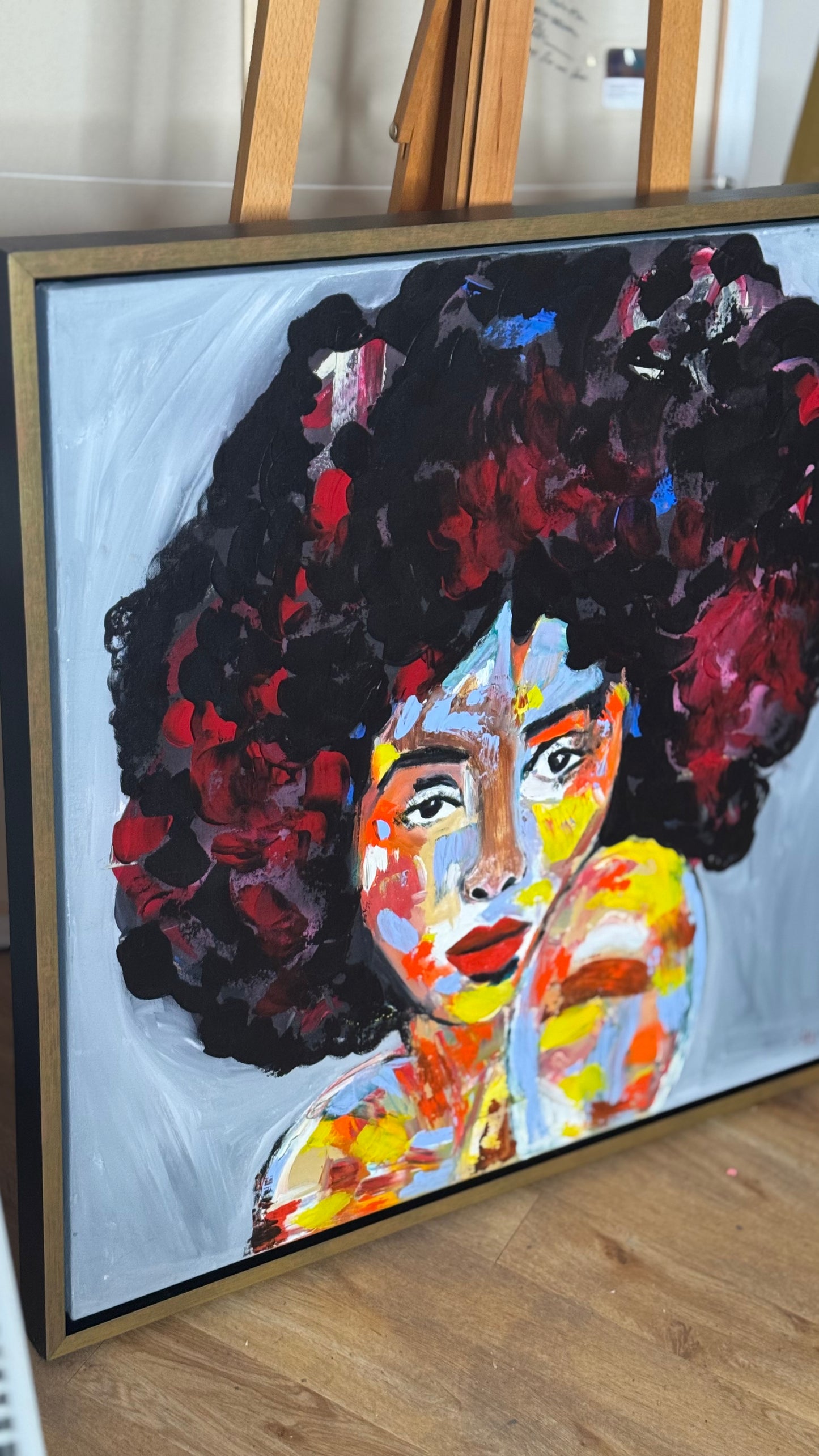 Oka Contemporary Abstract Original Oil Painting 80x80cm Canvas Woman Portrait framed