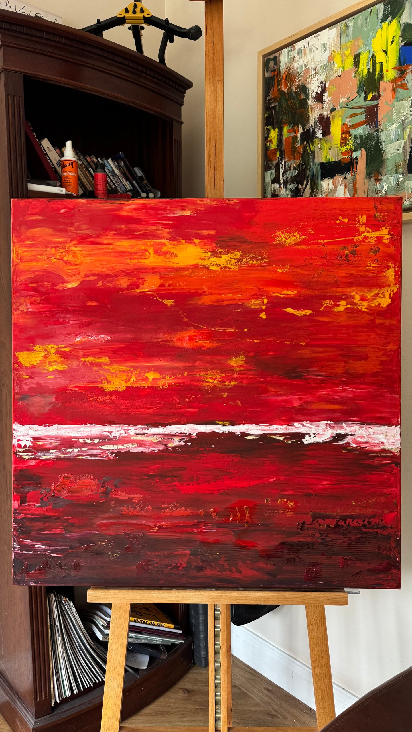 Oka style textured Original modern Abstract Oil Painting On Canvas 80 x 80cm ‘Veil of Dusk ‘Coast