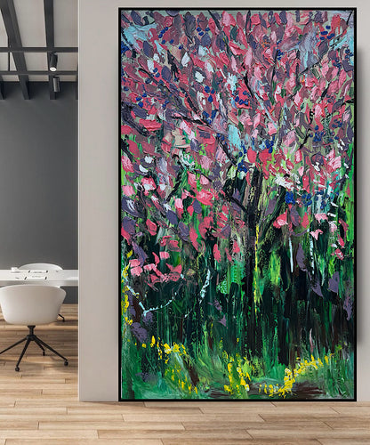 Original Abstract Oil Painting On Canvas 153 x 92cm Magnolia tree Oka