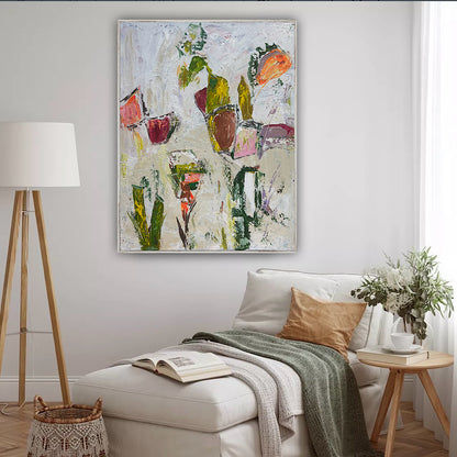 Oka Style Abstract contemporary Oil Painting On Canvas 80 x 100cm Orcia flowers