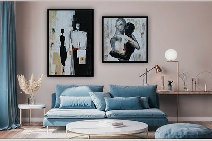 Framed Original Abstract contemporary Oil Painting On Canvas 90x60cm  love to talk oka