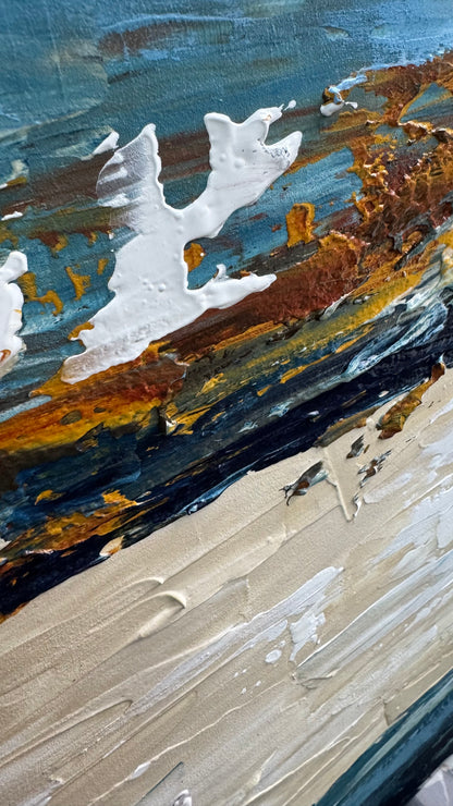 Original Abstract contemporary Oil Painting On Canvas 50x50cm Amalfi Coast Oka