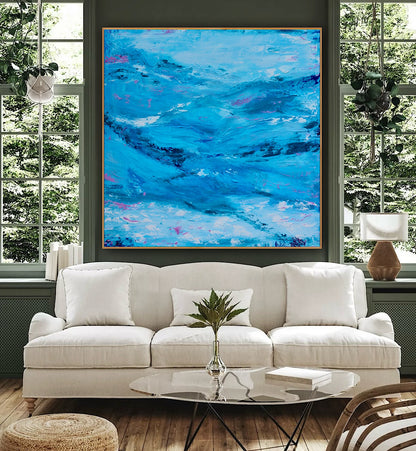 Richter StyLe Original abstract  Large Oil Painting On Canvas 90x90cm Ocean time textured