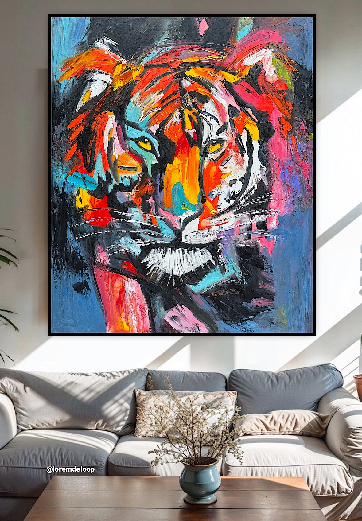 Contemporary Abstract Original Oil Painting On 90 x 76cm Canvas ‘Wild Majesty’’ Tiger