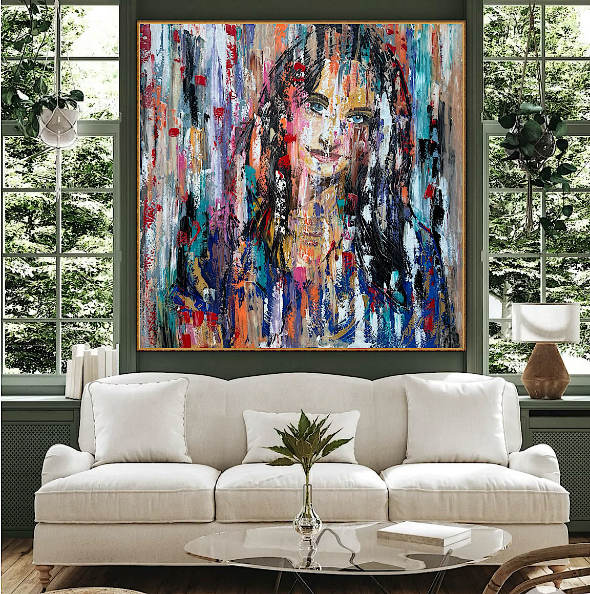 Oka Original Abstract Oil Painting On deep edge Canvas 120 x 120cm ‘Sapphire Eyes’