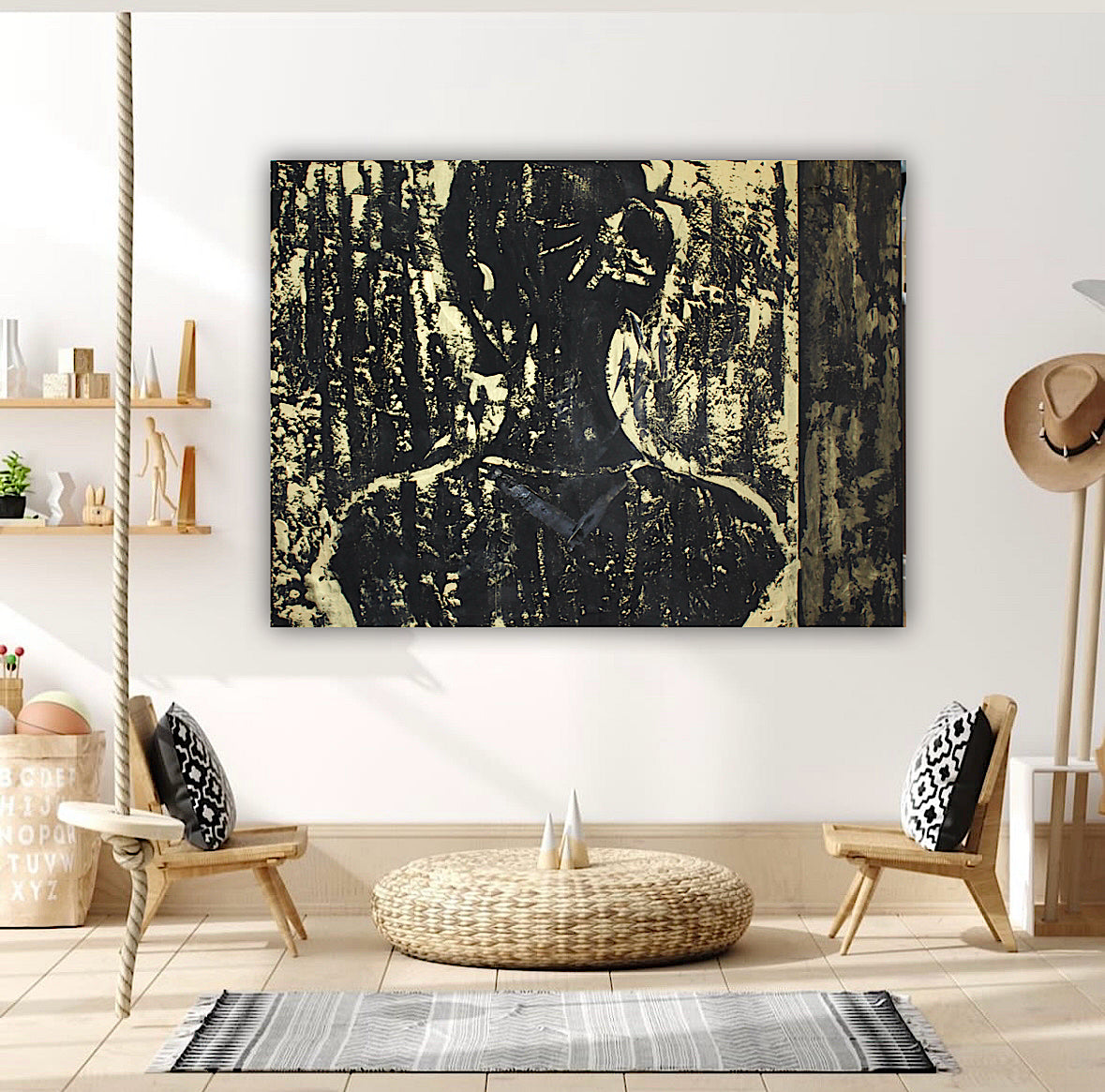 Original Abstract Oil Painting On Canvas 122 x 92cm Woman in The Shadows oka