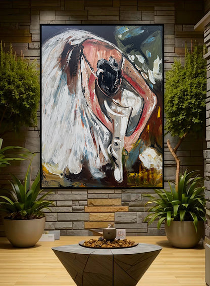 Ballet dancer Original modern Abstract Oil Painting On Canvas 100 x 77cm Oka