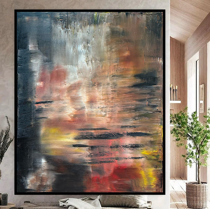 Framed in black Contemporary Abstract Original Oil Painting On  100 x 80cm canvas Molten Light