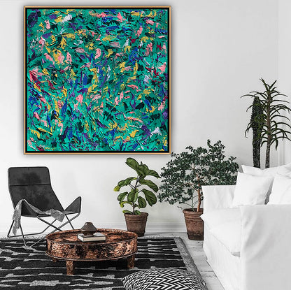 Oka Style Abstract contemporary Oil Painting On Canvas 100 x 100cm Secret Garden