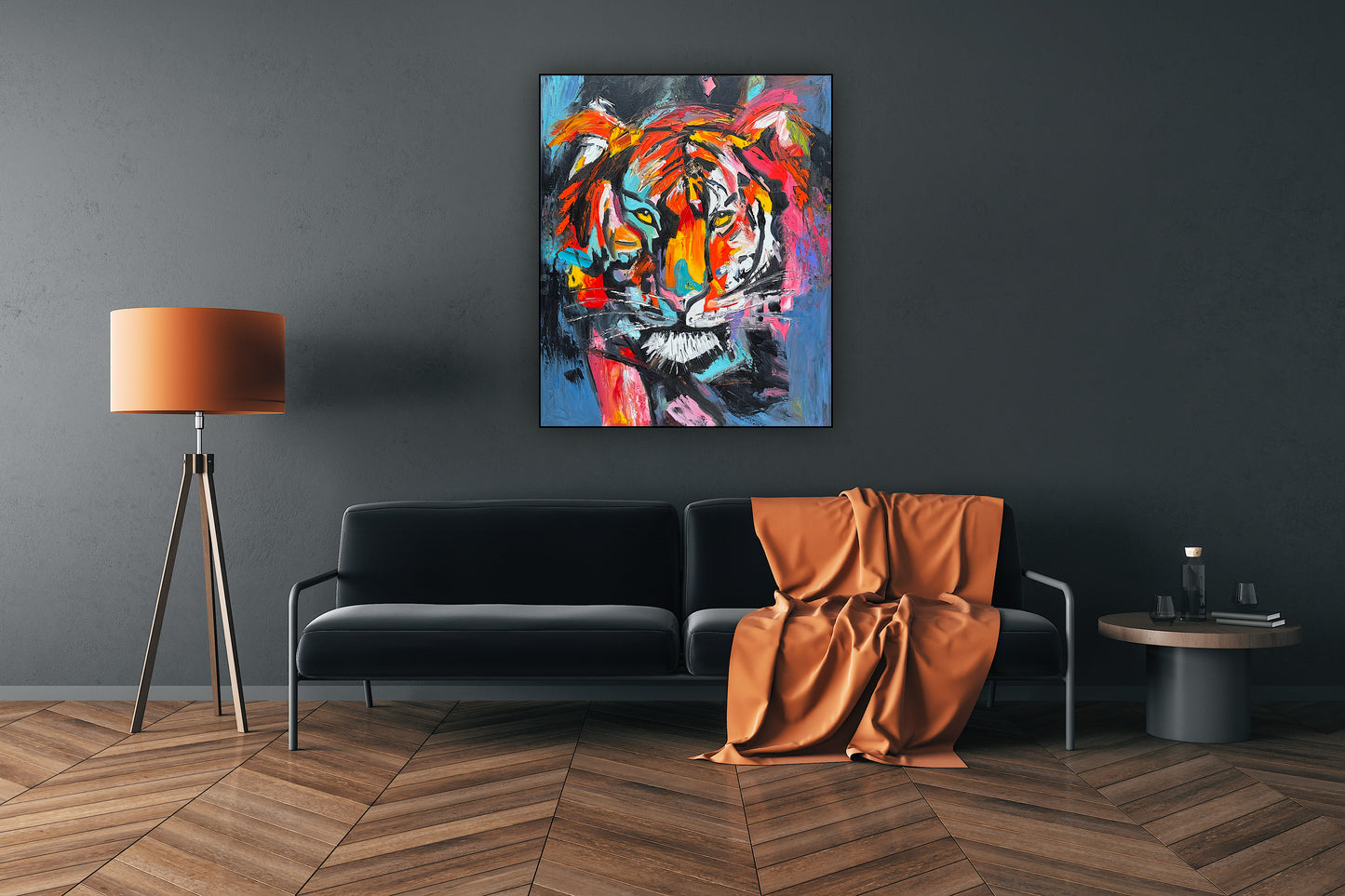 Contemporary Abstract Original Oil Painting On 90 x 76cm Canvas ‘Wild Majesty’’ Tiger