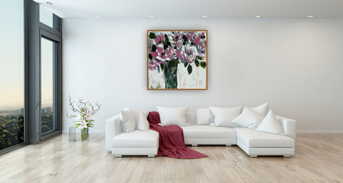 Contemporary Abstract Original Oil Painting On 60x60cm on Canvas Roses in the Vase