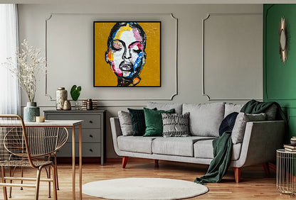 Oka Contemporary Abstract Original Oil Painting 60 x 60cm textured Strong Woman (portrait)