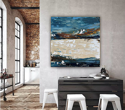 Original Abstract contemporary Oil Painting On Canvas 50x50cm Amalfi Coast Oka