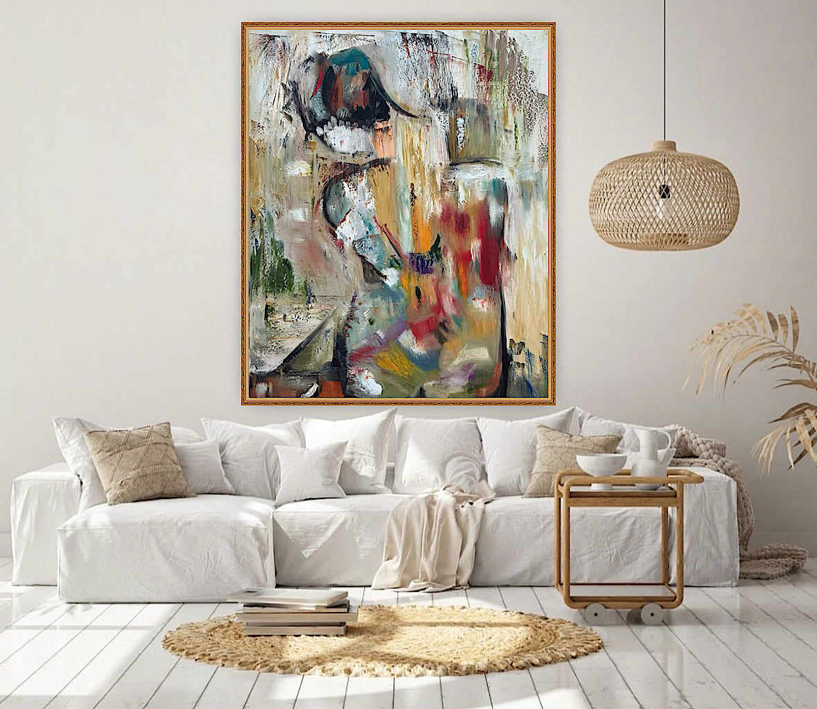 Contemporary Abstract Original Oil Painting On 90 x 76cm canvas Embered Nude
