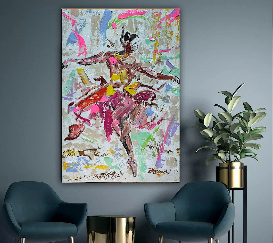 Ballet dancer Original modern Abstract Oil Painting On Canvas 85 x 60cm Oka