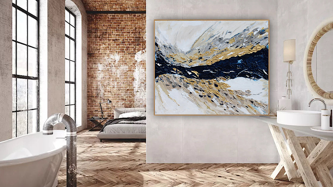 Oka Original Abstract Oil Painting On Canvas 120x100x4cm ‘Horizon ‘Seascape