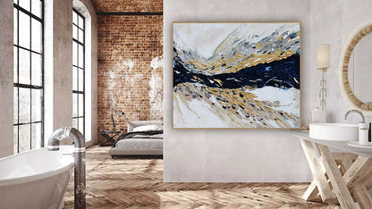 Oka Original Abstract Oil Painting On Canvas 120x100x4cm ‘Horizon ‘Seascape