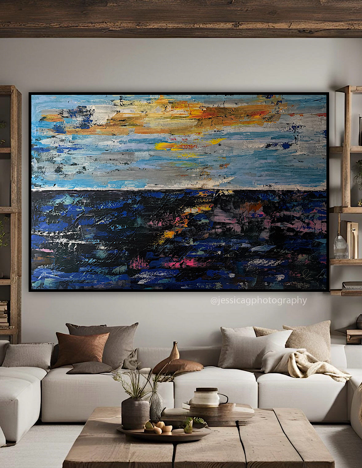 Original Abstract Oil Painting On Canvas 150cm x 100cm Depth of Silence Oka seascape