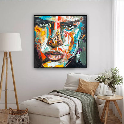 Original Abstract mixed media oil Painting On Canvas 50x50cm male portrait ‘Fernando’ oka