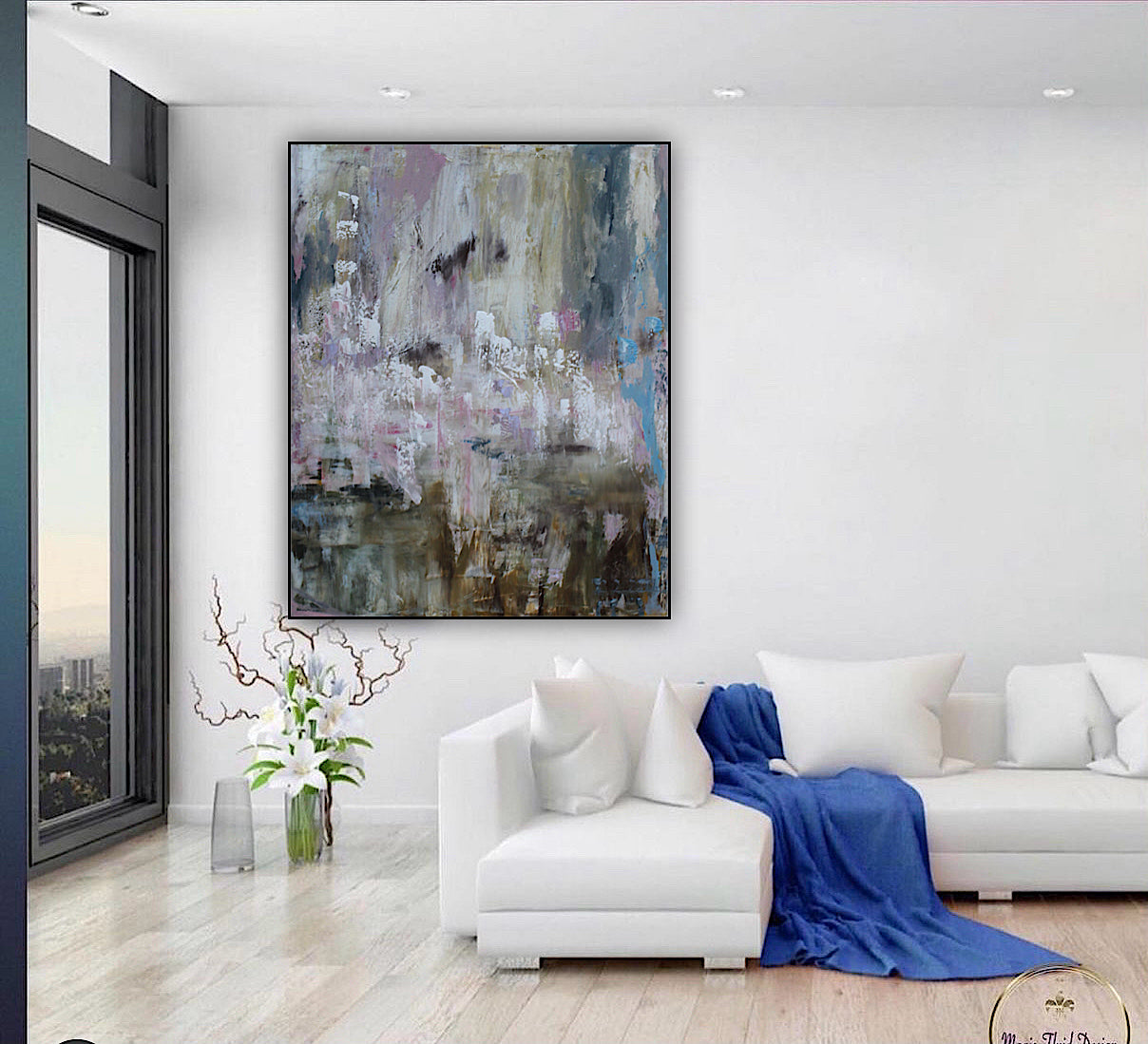 Oka Style Original Abstract Oil Painting On 100x80cm Canvas Echoes of a Distant Bloom