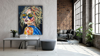 Contemporary Abstract Original Oil Painting of a woman On 90 x 76cm Canvas Amelia woman portrait