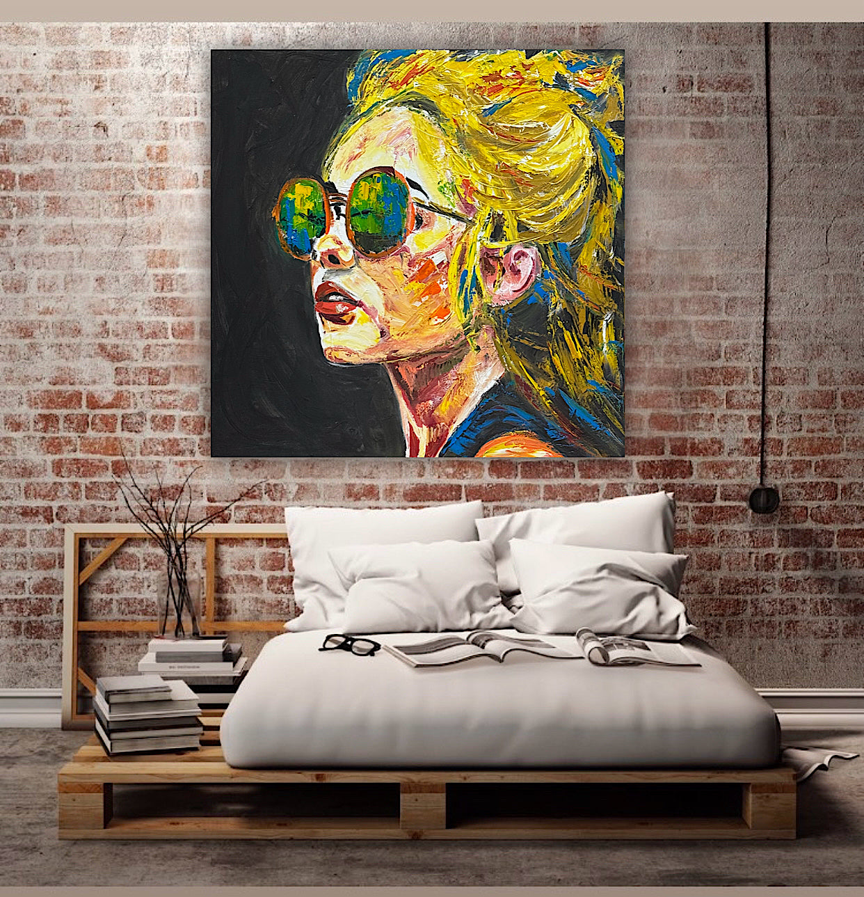 Abstract Original Oil Painting On Canvas 80x80cm Blondie Portrait of Woman textured