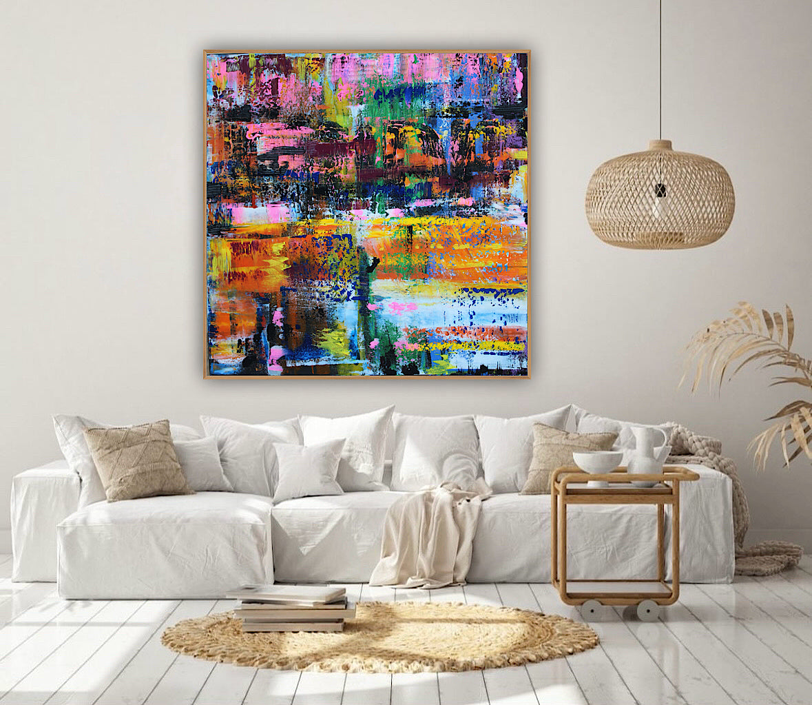 Oka Contemporary Abstract Original Oil Painting On Canvas 80x80cm  “Luminous Echoes”