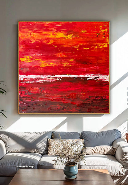Oka style textured Original modern Abstract Oil Painting On Canvas 80 x 80cm ‘Veil of Dusk ‘Coast