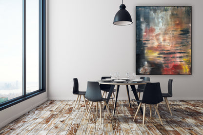 Framed in black Contemporary Abstract Original Oil Painting On  100 x 80cm canvas Molten Light