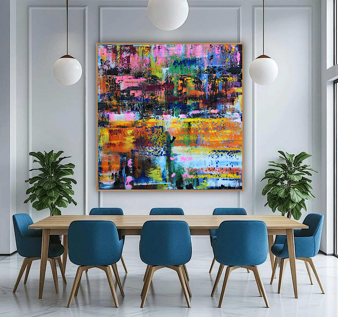 Oka Contemporary Abstract Original Oil Painting On Canvas 80x80cm  “Luminous Echoes”