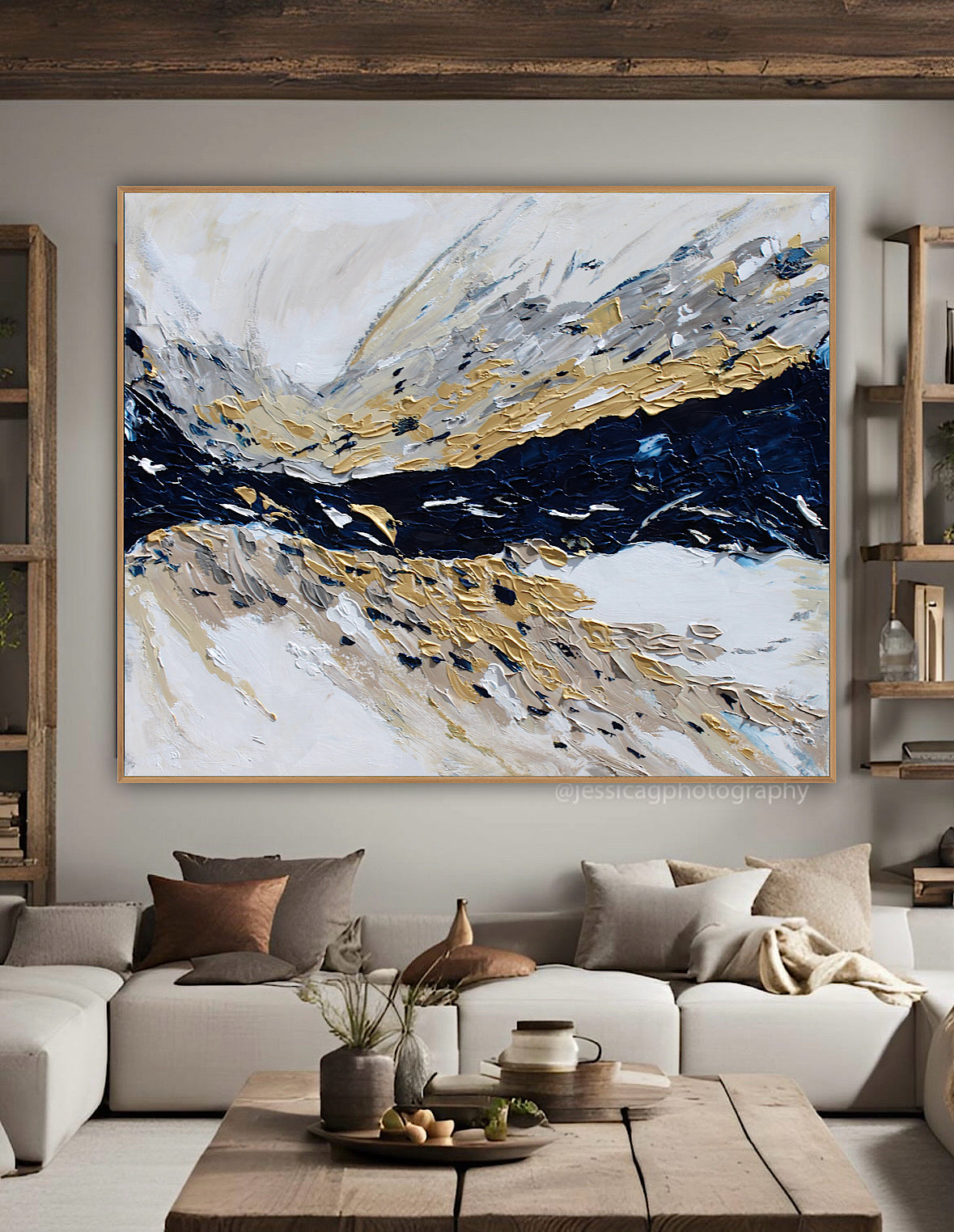 Oka Original Abstract Oil Painting On Canvas 120x100x4cm ‘Horizon ‘Seascape