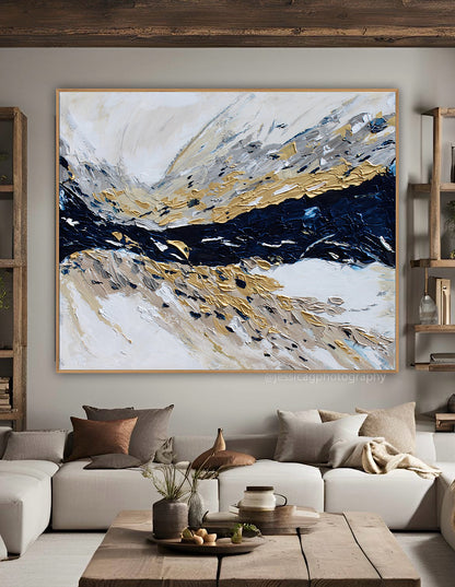 Oka Original Abstract Oil Painting On Canvas 120x100x4cm ‘Horizon ‘Seascape