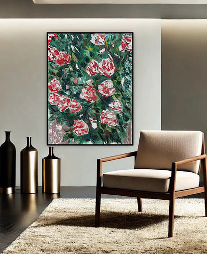 Abstract Impressionist Style Original Oil Painting on canvas 100x76cm Rose Garden