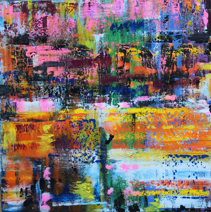 Oka Contemporary Abstract Original Oil Painting On Canvas 80x80cm  “Luminous Echoes”