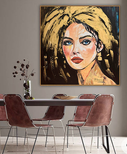 Richter Style Abstract Original Oil Painting On 100 x 100cm canvas Alchemy of Beauty  woman portrait