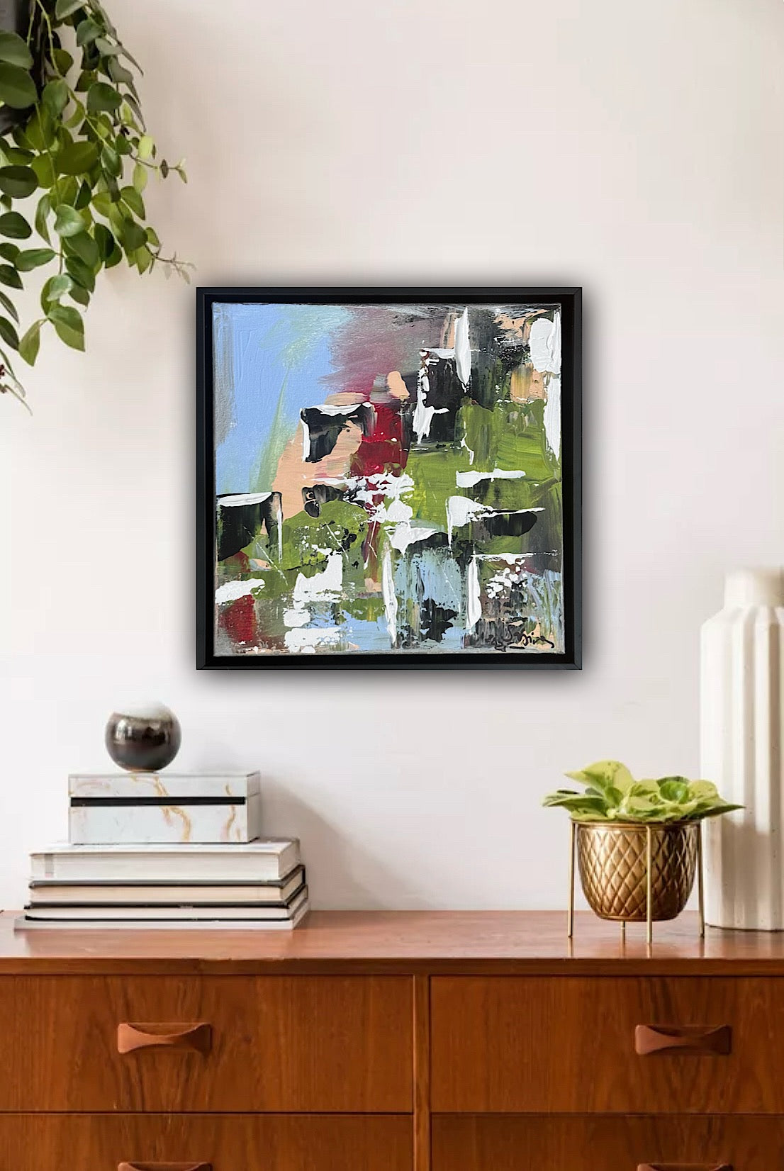 Framed Original Contemporary Abstract Oil Painting On Canvas 24 x 24cm ‘rome’