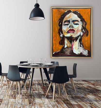 Richter StyLe Abstract Original Oil Painting On Canvas 100x80cm Ember Muse portrait framed in oak