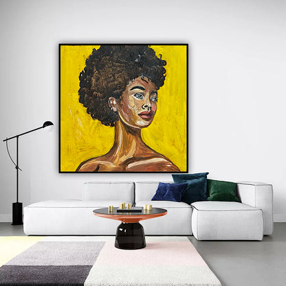 Modern Abstract Original Oil Painting On Canvas Unapologetic Portrait 60x60cm