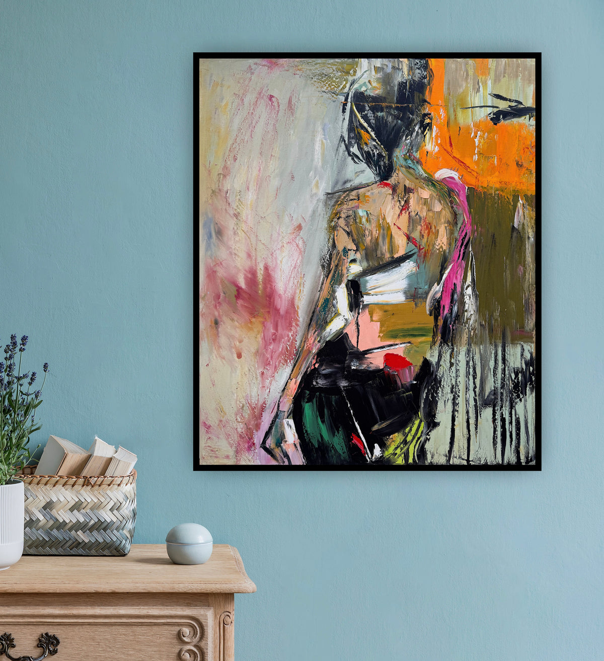 Contemporary Abstract Original Oil Painting On 90 x 76cm canvas Mademoiselle Mid-Departure