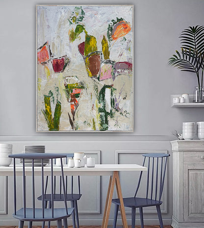 Oka Style Abstract contemporary Oil Painting On Canvas 80 x 100cm Orcia flowers