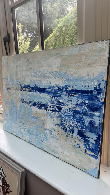 Textured Original Abstract acrylic Painting On Canvas 85 x 60cm Summer Beach