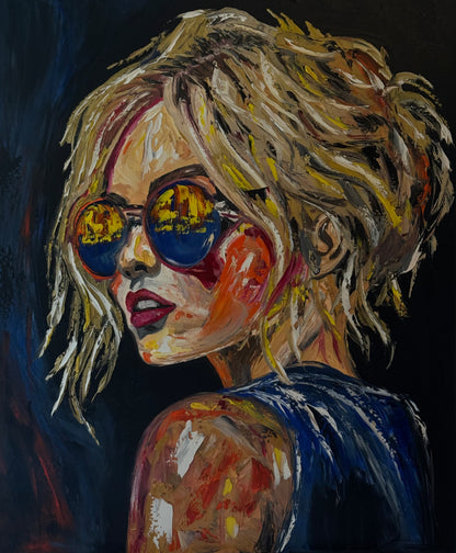 Contemporary Abstract Original Oil Painting of a woman On 90 x 76cm Canvas ‘Blondie II’ woman portrait