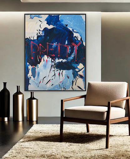 Modern Original Textured Abstract Oil Painting on Canvas 100x80cm Graffiti Art Pretty